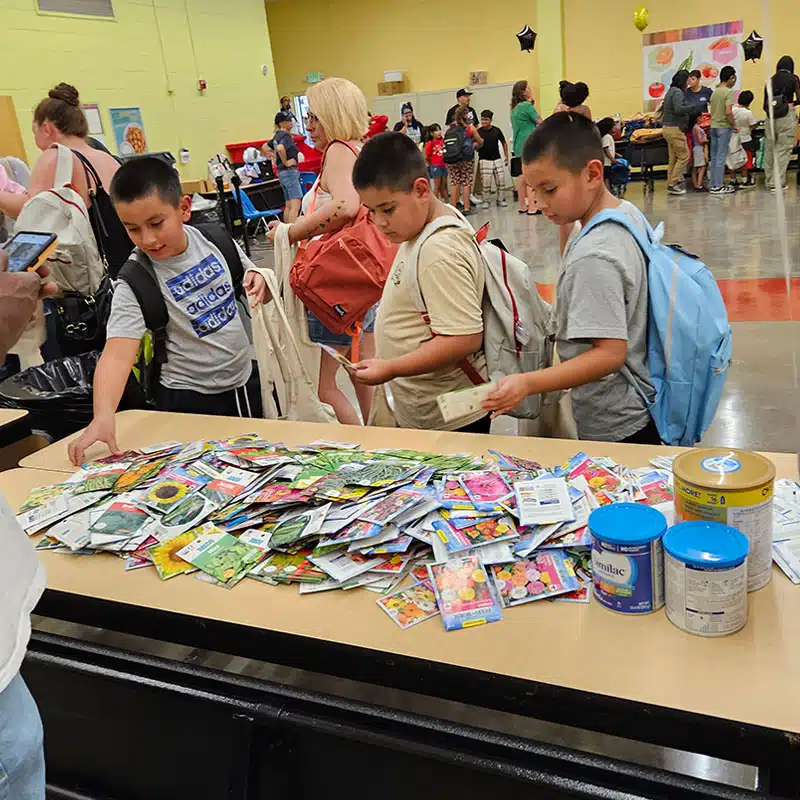 free baby items with kids in line