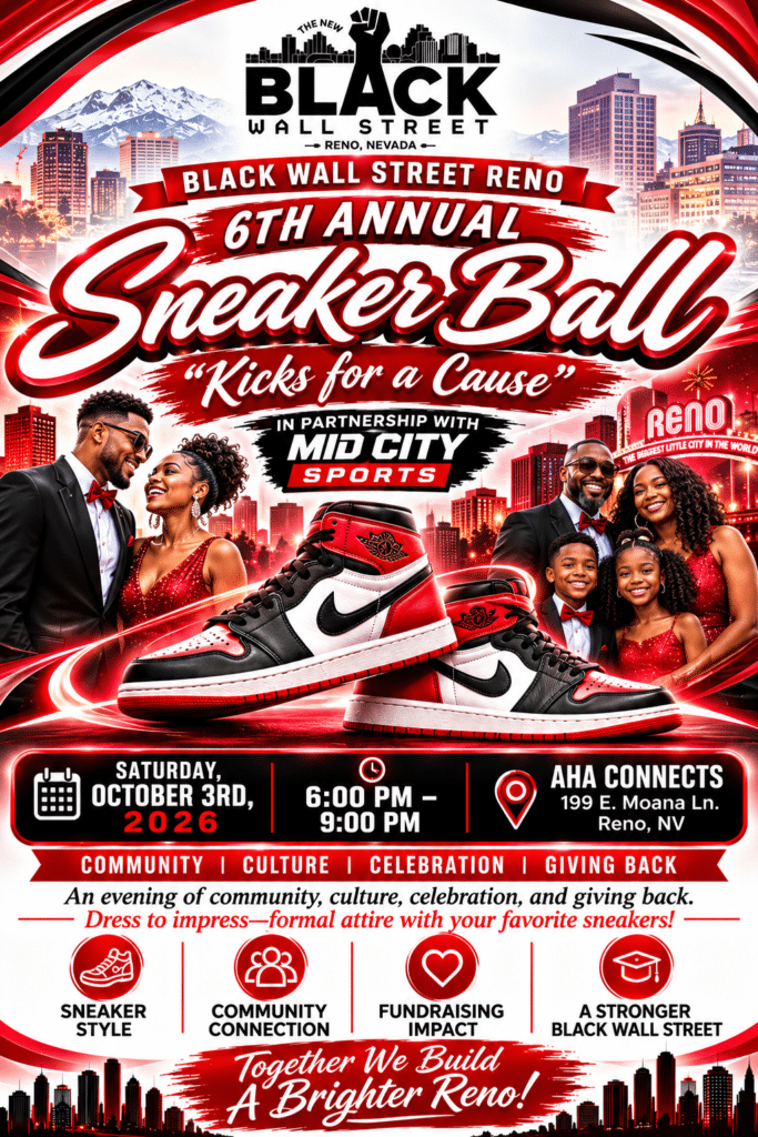 Black Wall Street Sneaker Ball 2026 fundraiser flyer
